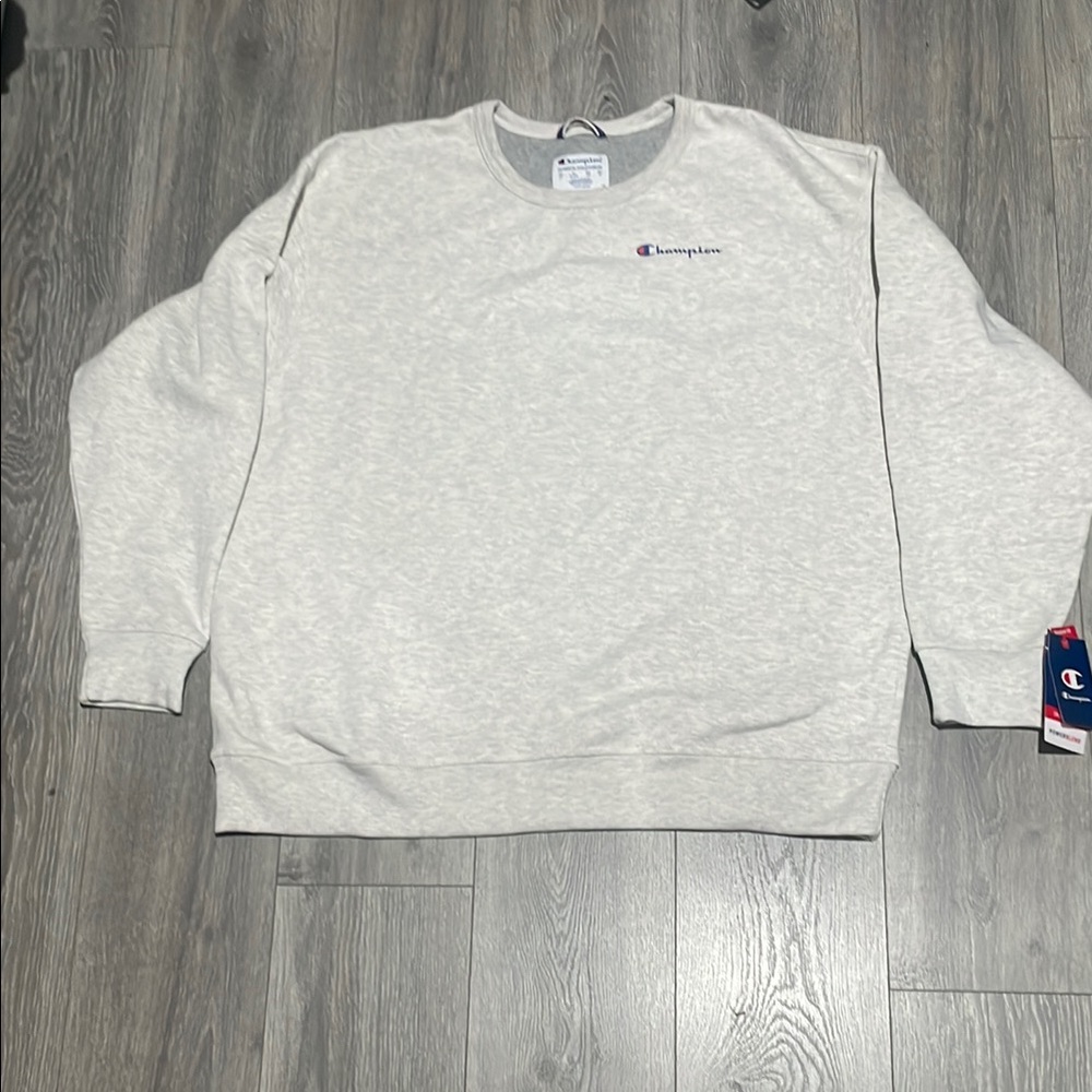 Champion Gray Crewneck Sweater with Ribbed Cuffs
